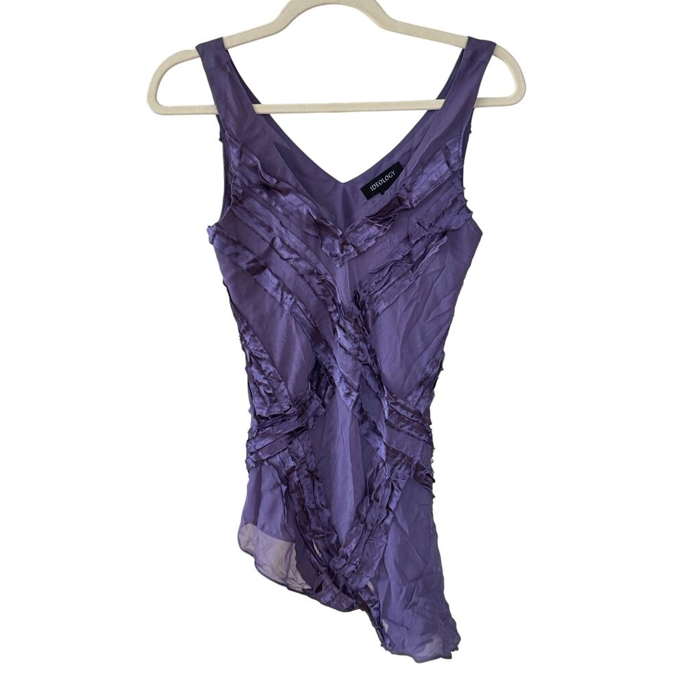 Ideology Purple Fairy Hem 100% Silk Tank Top - S Fairycore Garden Party Euro Y2K